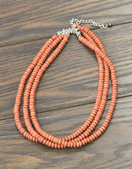 Handmade Apricot colored Bead Necklace