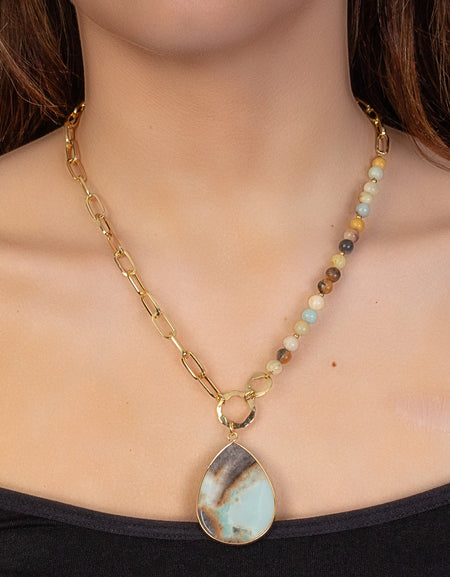 Dainty Turquoise Teardrop Necklace - Turquoise