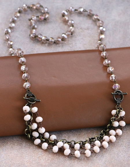 Glass Crystal Rosary Chain Necklace