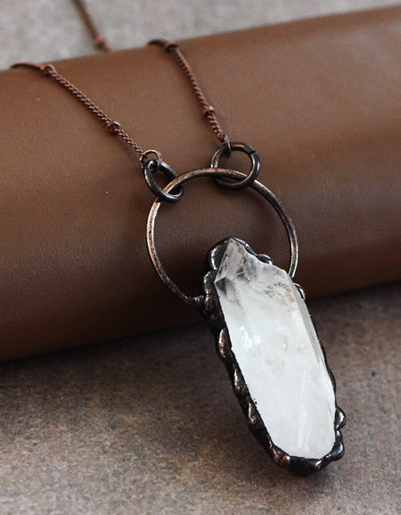 Raw Crystal Stone Pendant Necklace