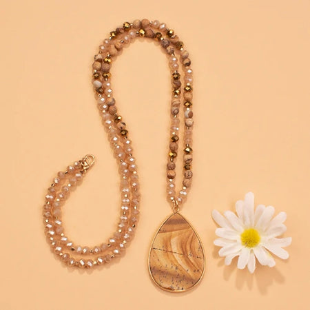 Natural Stone Necklace - Brown