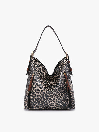 Alexa 2-in-1 Hobo Bag w/Dual Zip Accessory Compartment - Leopard/Khaki