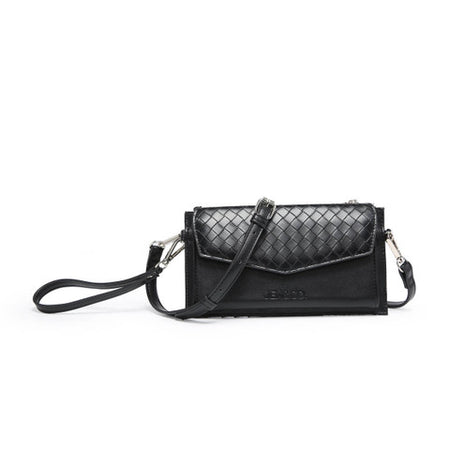 Elle Wallet Crossbody w/ Woven Accents - Black