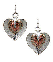 Tri tone metal heart earring