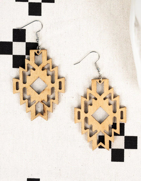 AZTEC DIAMOND WOOD EARRINGS
