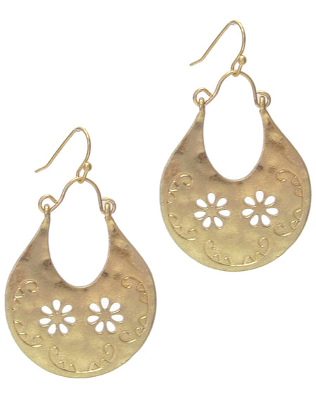 Textured metal teardrop earring