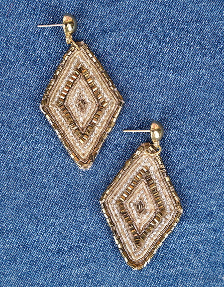 DAKOTA GOLD DIAMOND SHAPE SEED BEAD EARRINGS