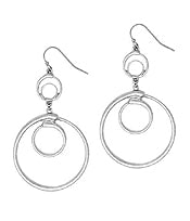 Multi Ring Drop Earrings - Silver