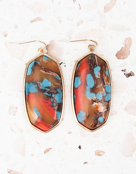 AQUA AND BROWN LUNA EARRINGS