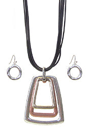 Triple pendant and multi cord necklace set