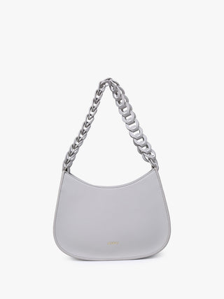 Petra Curved Chain Shoulder Bag - Light Grey
