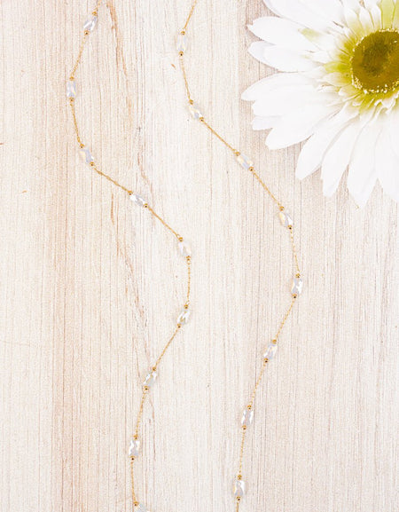 Multifuctional Goldtone White Bead Chain