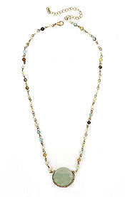 SEMI PRECIOUS STONE PENDANT AND FACET STONE CHAIN NECKLACE