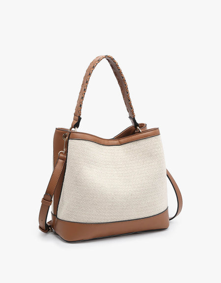 Maude Canvas Satchel w/ Braided Handle - Diamond Ivory