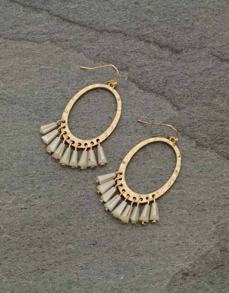 Stone Fish Hook Earrings - Ivory