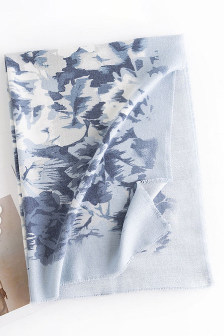 Vintage Rose Print Scarf - Blue