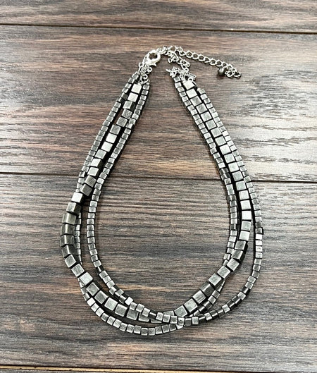 18" Square Western Bead 3-strand Necklace