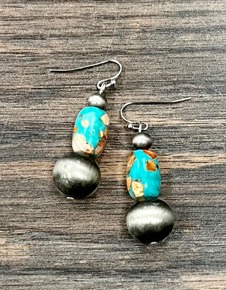 Handmade Gemstone, Navajo Bead Earrings