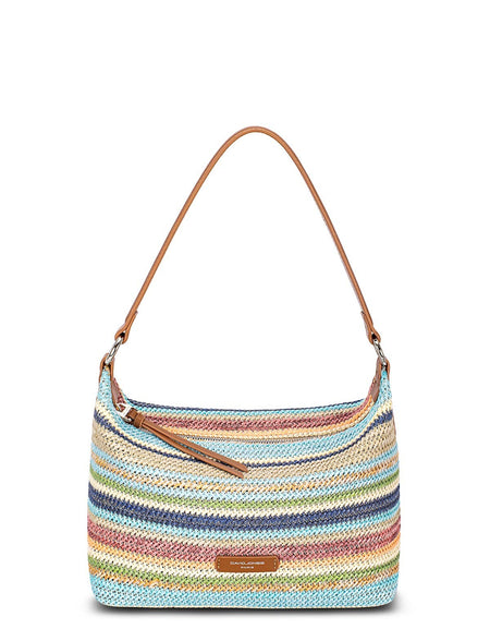 Fashion Design Zipper Crossbody Bag - multi color stripe