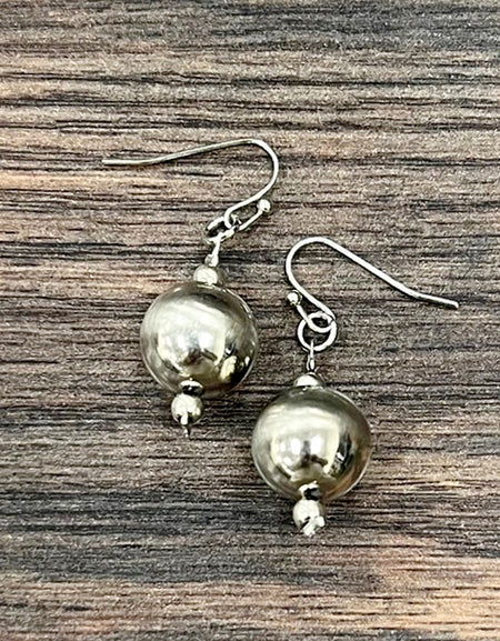 Navajo Bead Earrings - Silver