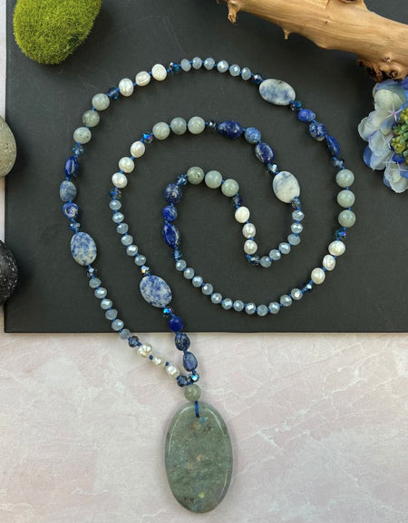 Sodalite Geo Pendant Necklace