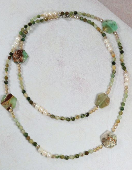 Chrysoprase and Freshwater Pearls Necklace