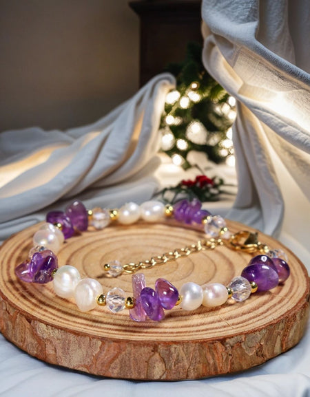 Amethyst and Freshwater Cultured Pearl Bracelet