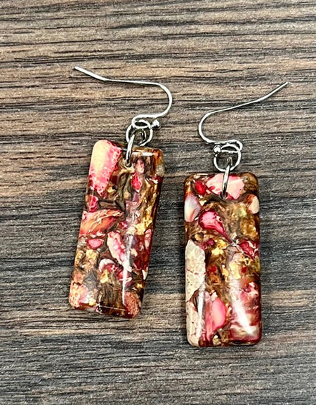 Gemstone Earrings - Pink/Brown