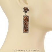 Flower Leather Bar Stud Earrings