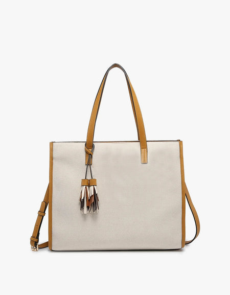 Eleanor Canvas Tote w/ Multicolor Tassels
