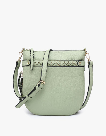 Esther Whipstitch Trim Round Crossbody - Sage