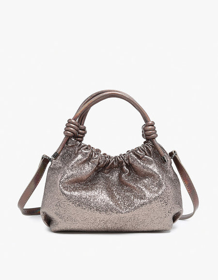 J&C Lennox Metallic Satchel/Crossbody - Pewter