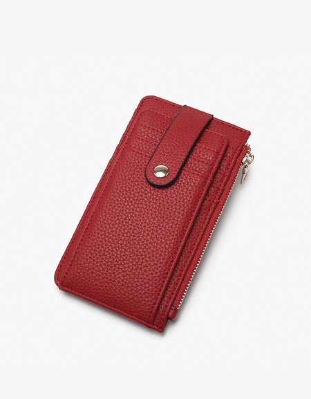 Mae Multi-Card Wallet w/ Strap Snap Closure - Red