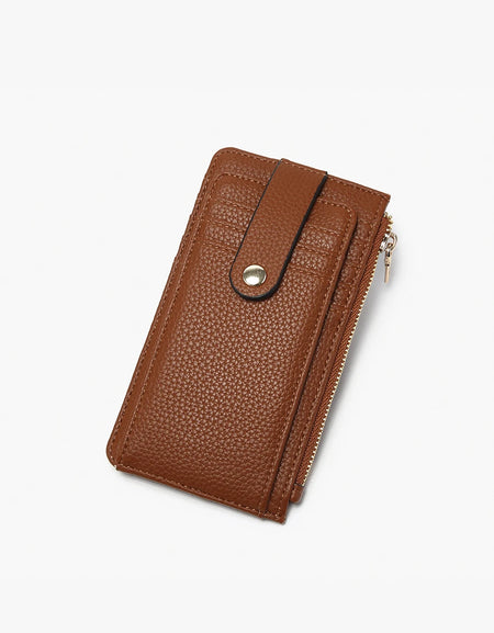 Mae Multi-Card Wallet w/ Strap Snap Closure - Brown