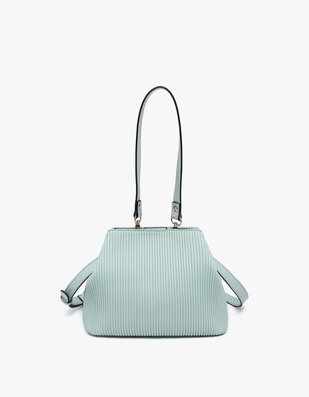 Dove Pleated Satchel w/ Large Handle - Fig