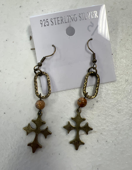AC Jasper and Cross Earring