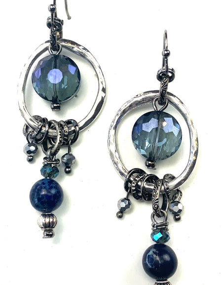 Blue Glass & Dangle Earrings