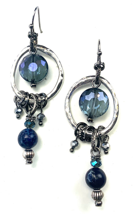 Blue Glass & Dangle Earrings