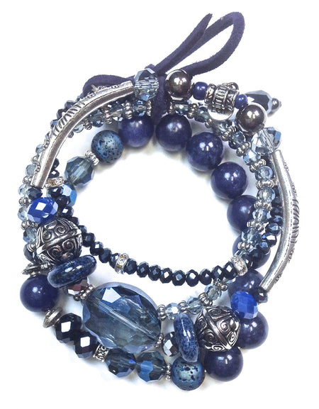 Blue multi strand bracelet set