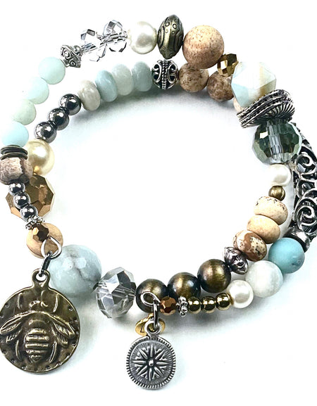 Bee Dangle Coil Bracelet