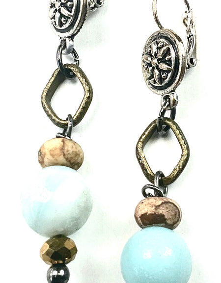 Flower Disc with Dangle Earring