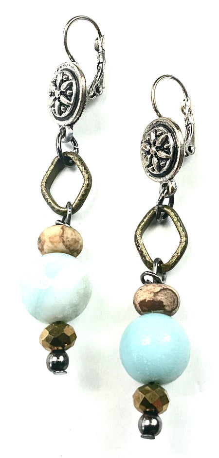 Flower Disc with Dangle Earring