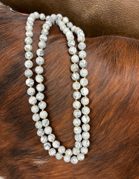 Gray marble bead necklace