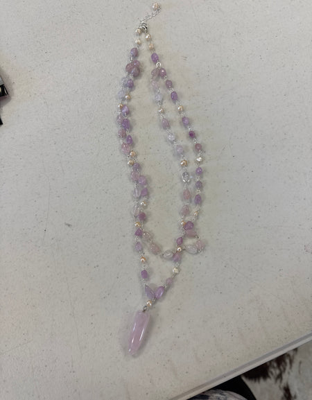 Pink quartz double strand