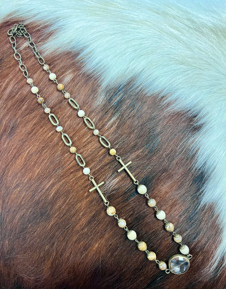 AC cross/bead link necklace