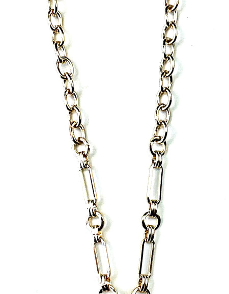 Mixed Chain Necklace with bling ring & crystal drop