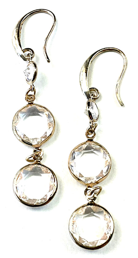 Chaneled Crystal Dangle Earrings