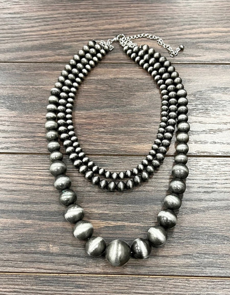 3-strand graduated Navajo bead necklace 24 inch