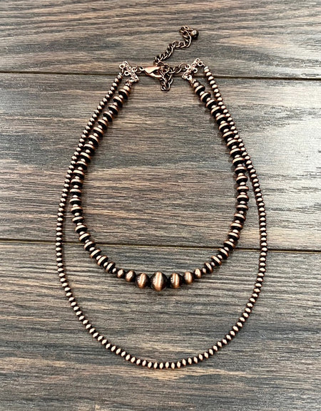 2-strand copper 20-25” long Navajo bead necklace