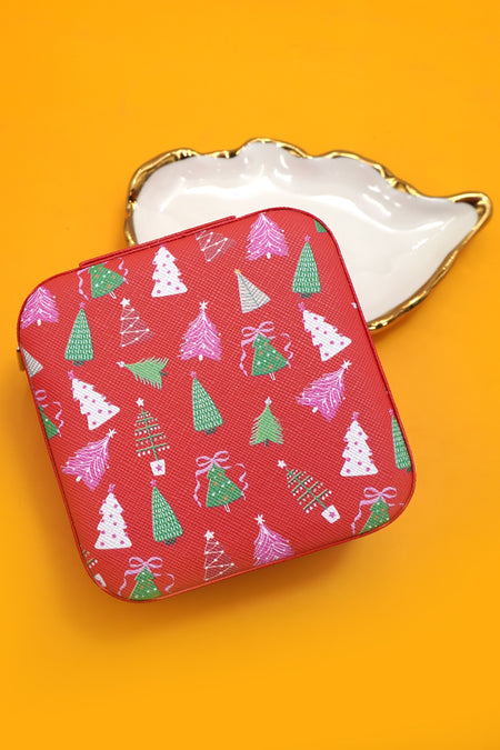 Travel Jewelry Organizer - Red Christmas Tree